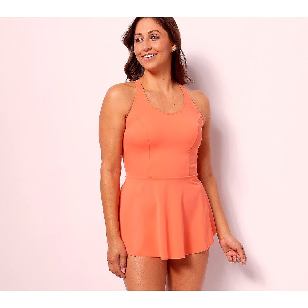 Isaac Mizrahi LIVE! Bridgehampton Convertible Swim Dress & Briefs W/Bra 14